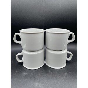Dansk Cafe Blanc Dinnerware 4 Short Mugs Ear Handles White
